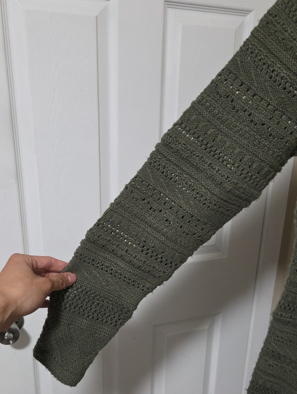 Reserved Olive Knit Button-Front Cardigan - Picture 5 of 7